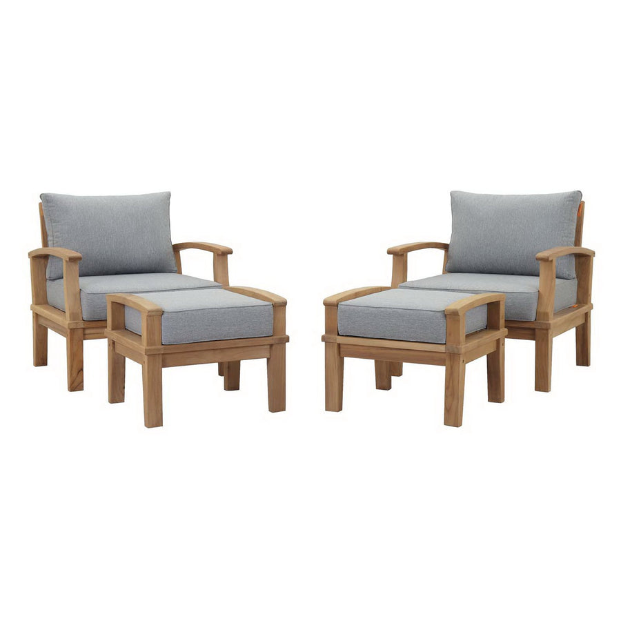 Cove 4 Piece Outdoor Patio Teak Set in Natural Gray