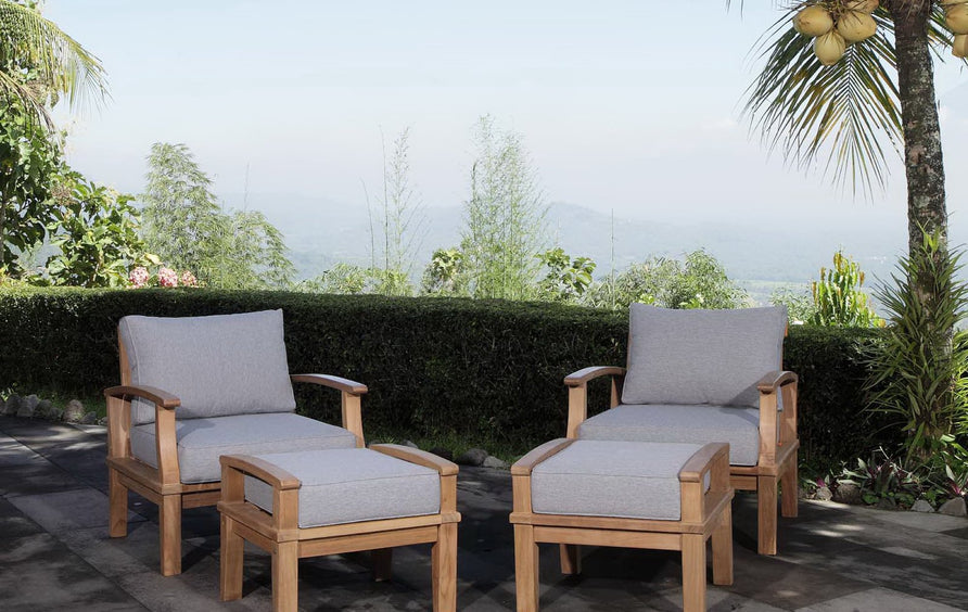 Cove 4 Piece Outdoor Patio Teak Set in Natural Gray