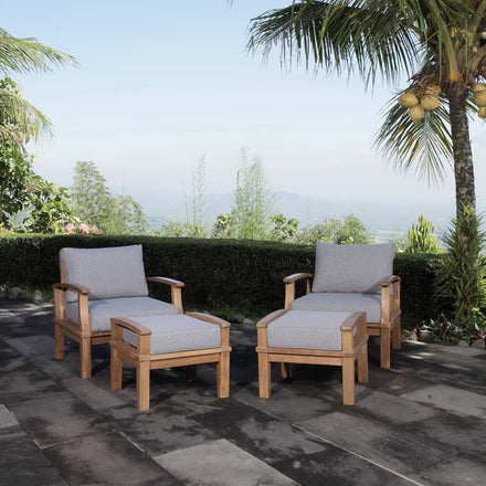 Marina 4 Piece Outdoor Patio Teak Set in Natural Gray