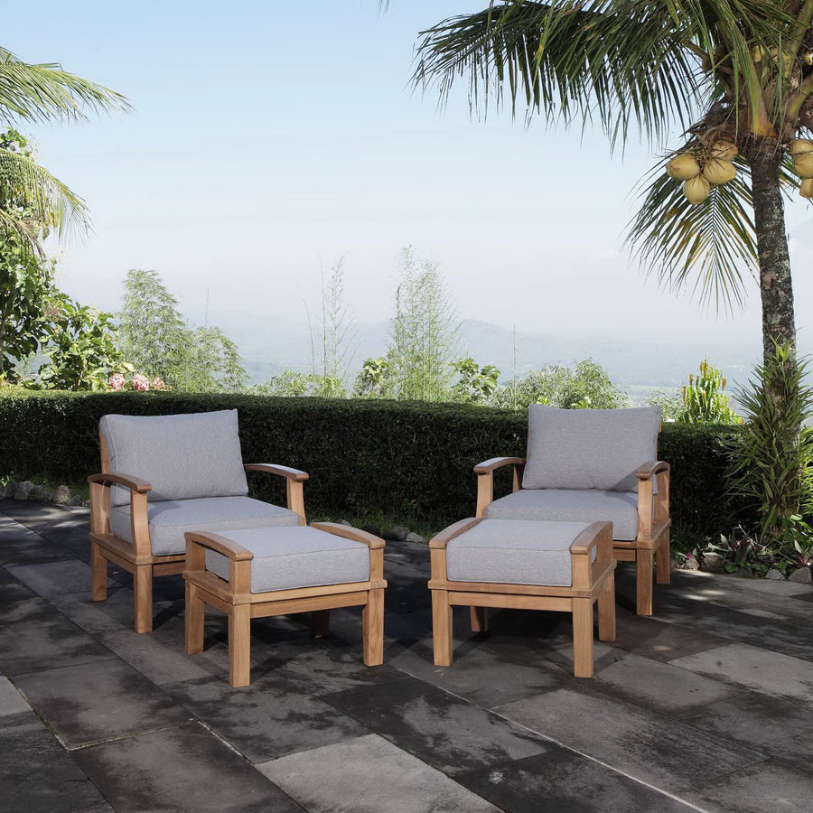 Cove 4 Piece Outdoor Patio Teak Set in Natural Gray