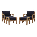 Cove 4 Piece Outdoor Patio Teak Set in Natural Navy