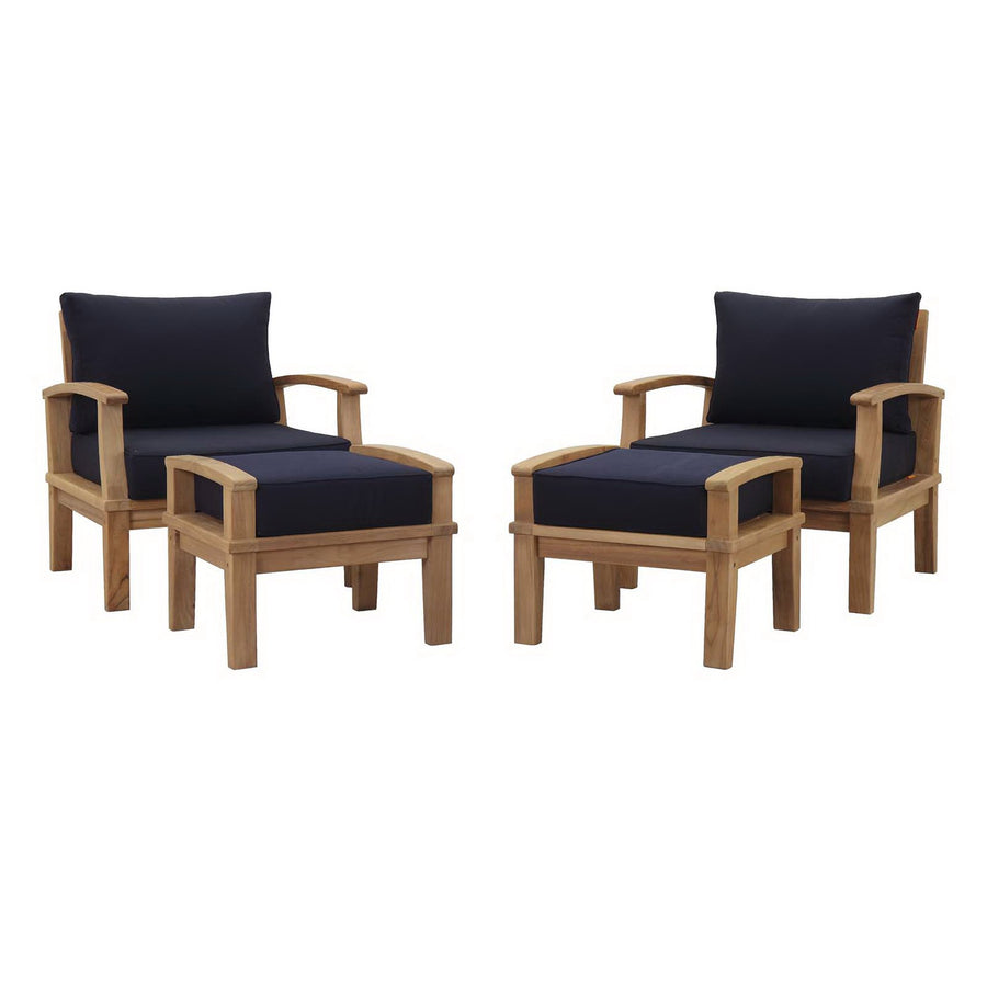 Cove 4 Piece Outdoor Patio Teak Set in Natural Navy