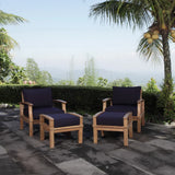 Cove 4 Piece Outdoor Patio Teak Set in Natural Navy