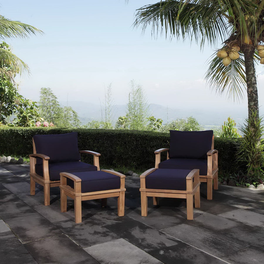 Cove 4 Piece Outdoor Patio Teak Set in Natural Navy