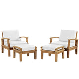 Cove 4 Piece Outdoor Patio Teak Set in Natural White