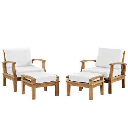 Marina 4 Piece Outdoor Patio Teak Set in Natural White