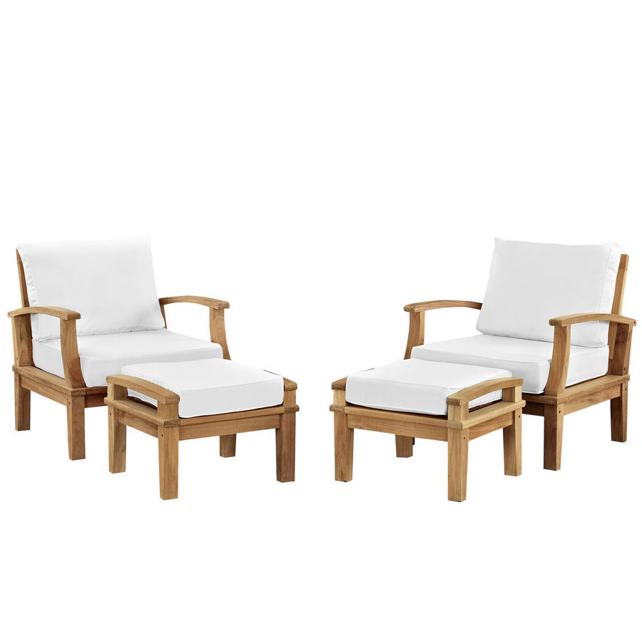 Cove 4 Piece Outdoor Patio Teak Set in Natural White