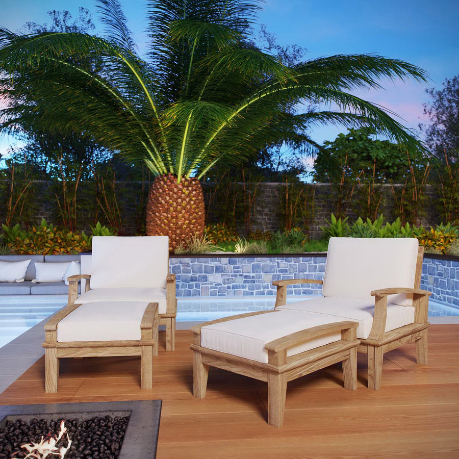 Cove 4 Piece Outdoor Patio Teak Set in Natural White