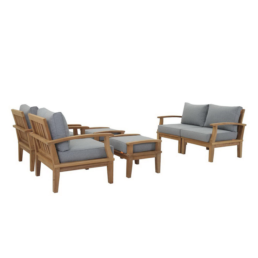 Cove 6 Piece Outdoor Patio Teak Set in Natural Gray