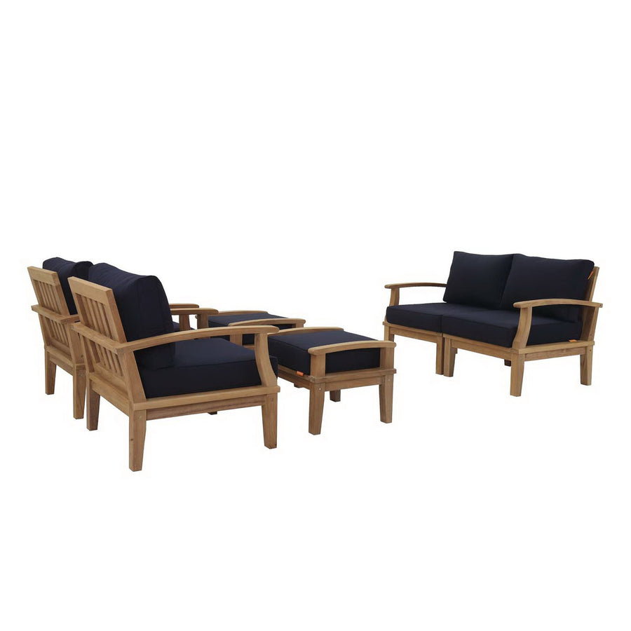 Cove 6 Piece Outdoor Patio Teak Set in Natural Navy