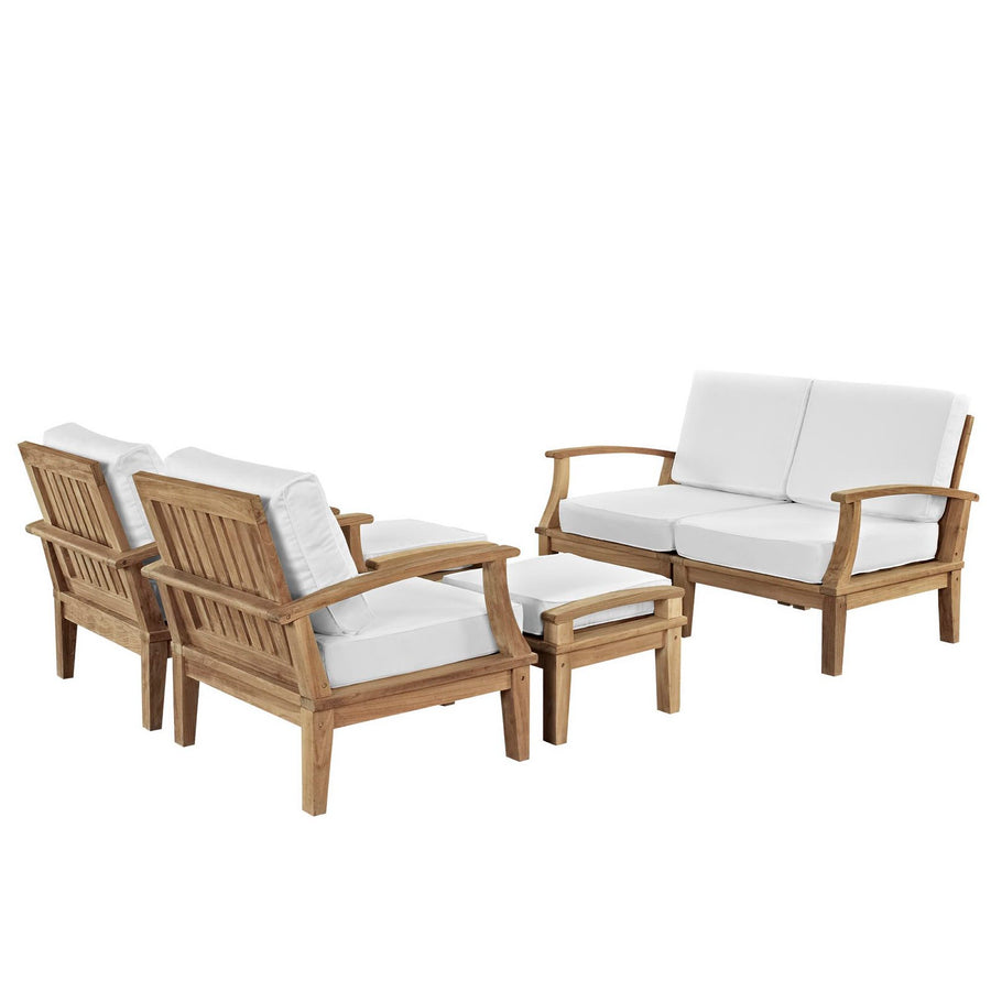 Cove 6 Piece Outdoor Patio Teak Set in Natural White