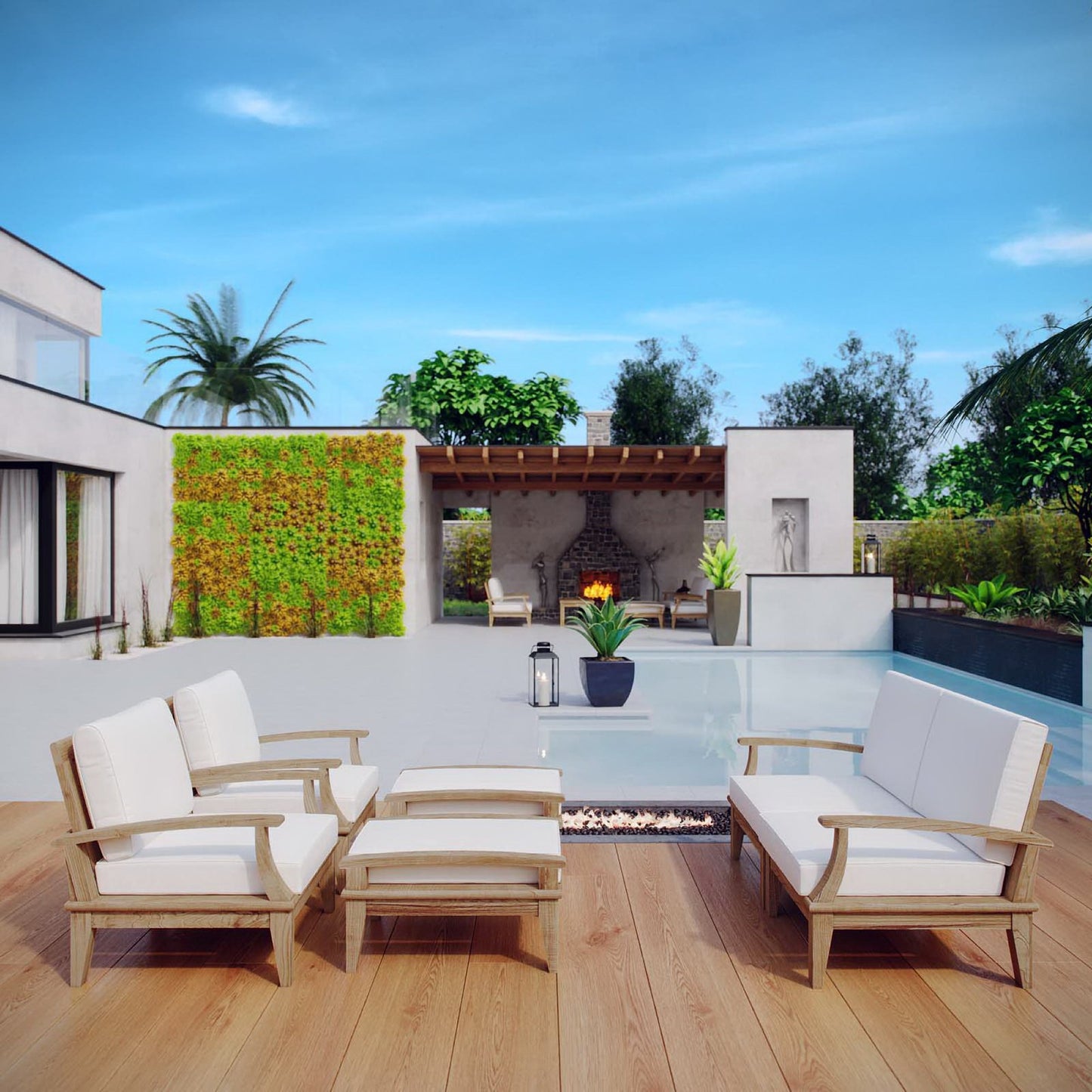 Marina 6 Piece Outdoor Patio Teak Set by Furniture For America