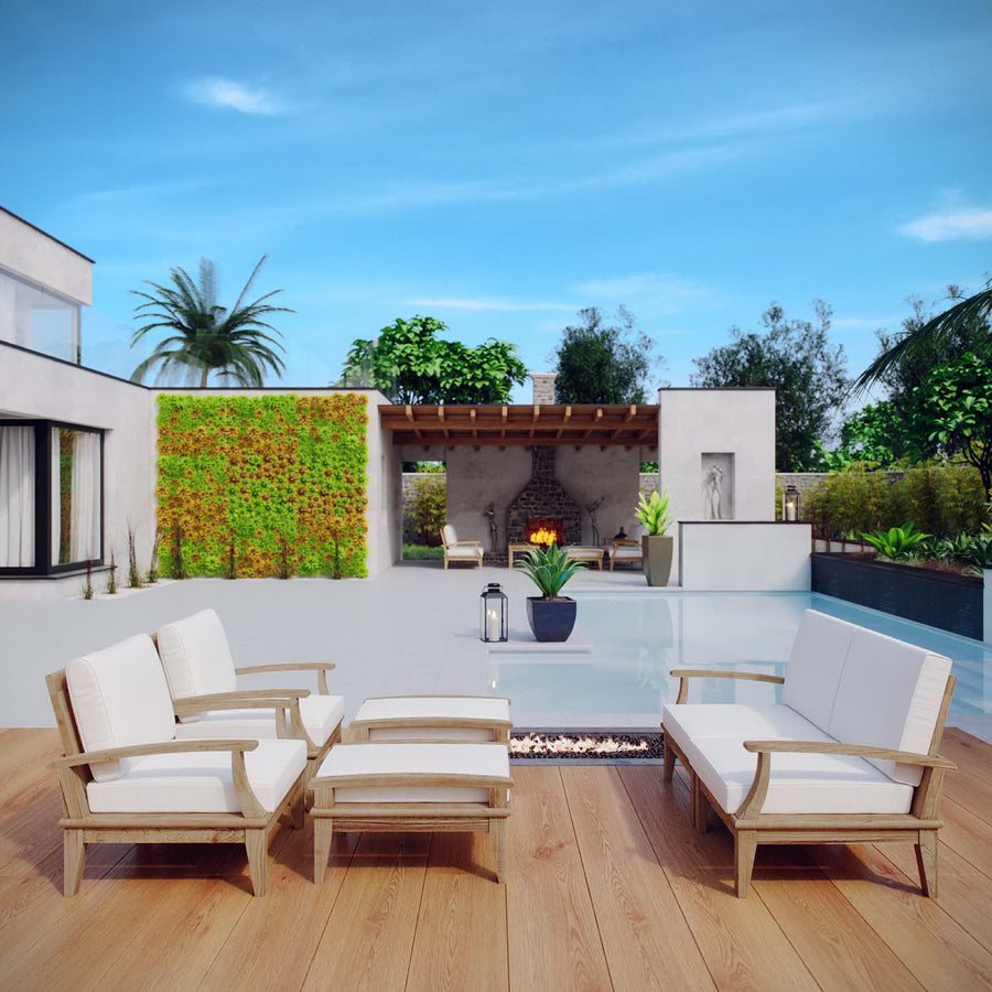 Cove 6 Piece Outdoor Patio Teak Set in Natural White