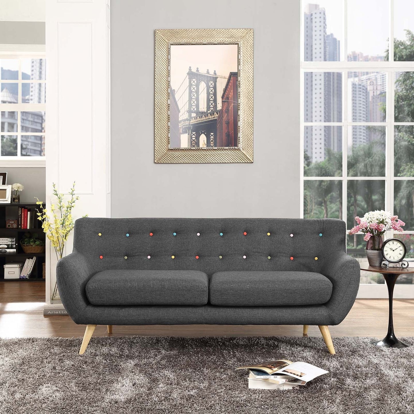 Remark Upholstered Fabric Sofa by Furniture for America