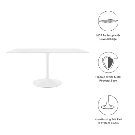 Lippa 60" Rectangle Wood Dining Table in White