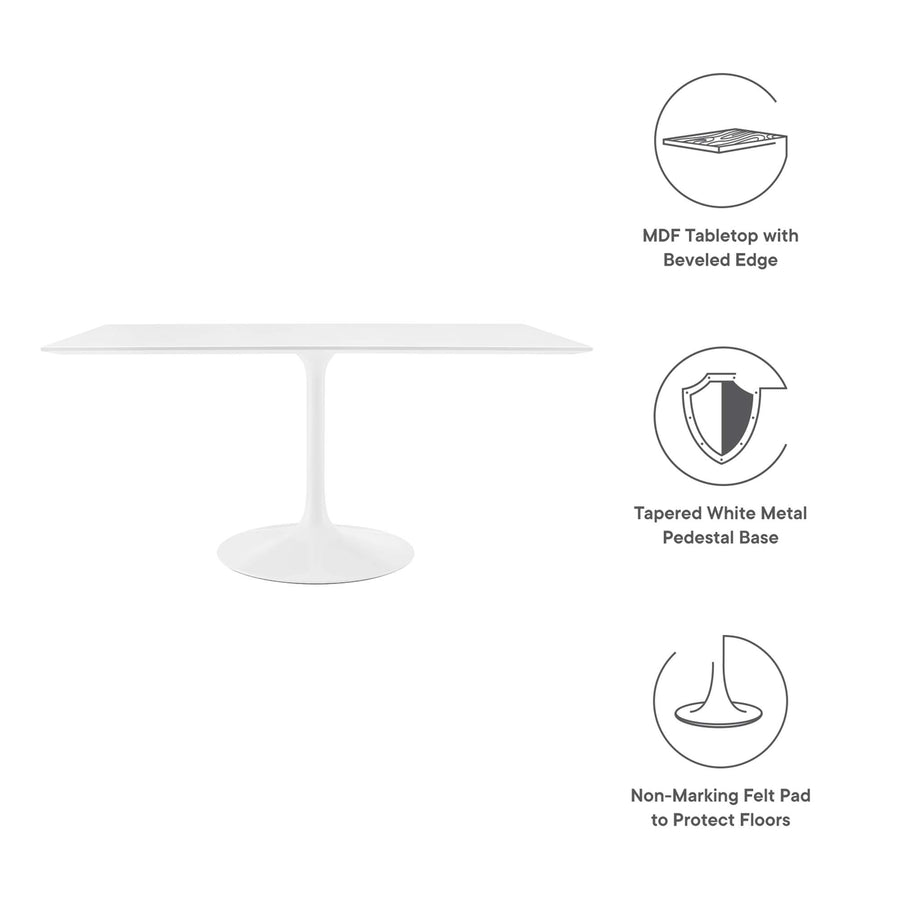 Lumen 60" Rectangle Wood Dining Table in White