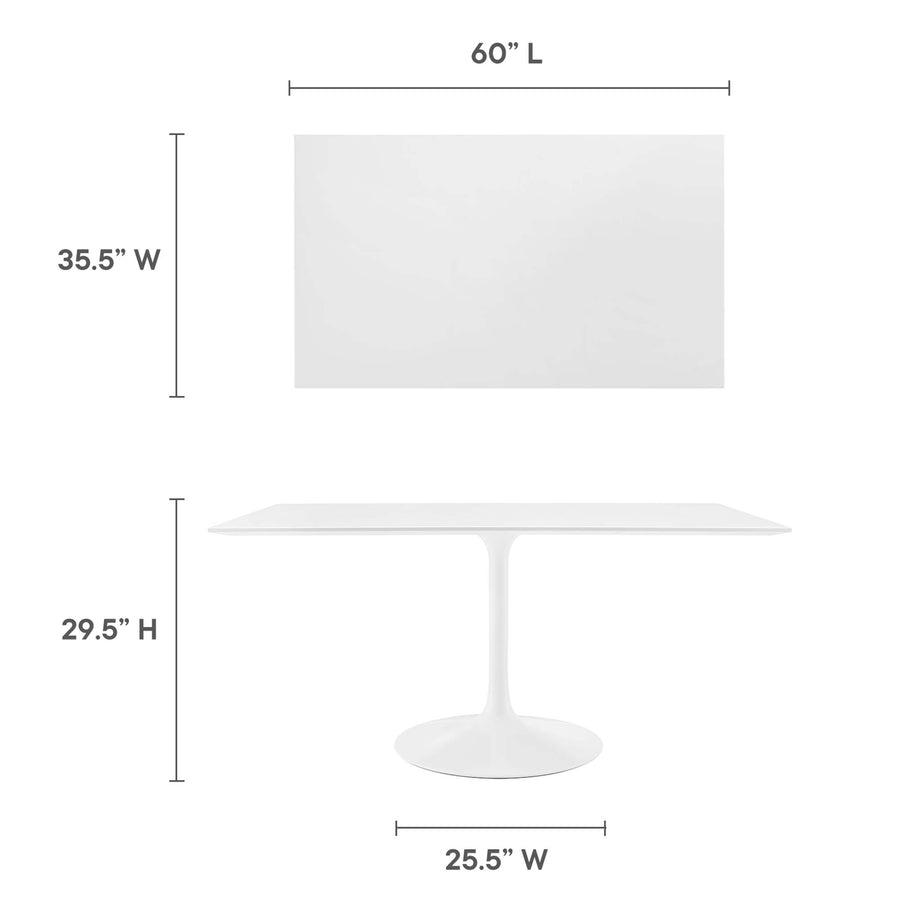 Lumen 60" Rectangle Wood Dining Table in White