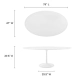 Lumen 78" Oval Wood Dining Table in White