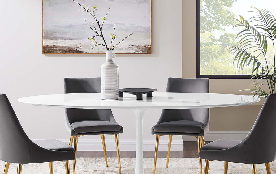 Lumen 78" Oval Wood Dining Table in White