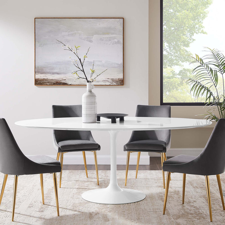 Lumen 78" Oval Wood Dining Table in White