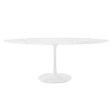 Lumen 78" Oval Faux Marble Dining Table in White