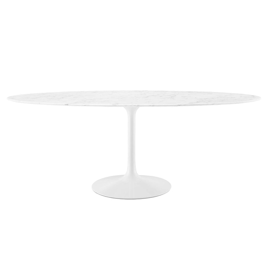 Lumen 78" Oval Faux Marble Dining Table in White