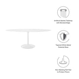Lumen 78" Oval Faux Marble Dining Table in White