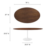 Lumen 78" Oval Wood Dining Table in Walnut