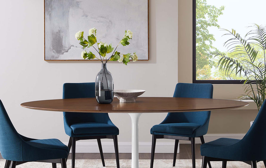 Lumen 78" Oval Wood Dining Table in Walnut