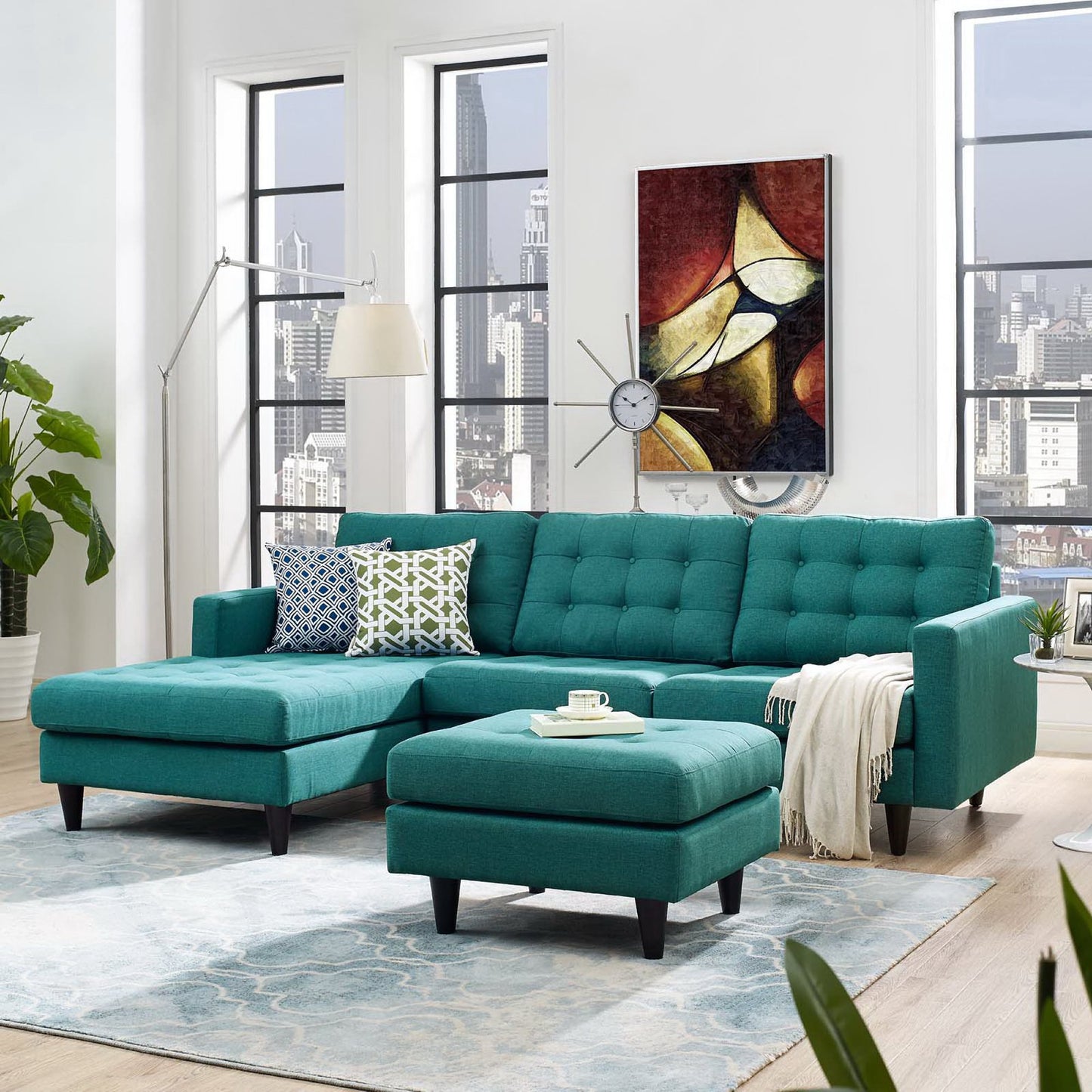 Empress Left-Facing Upholstered Fabric Sectional Sofa by Furniture for America