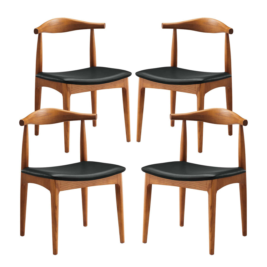 Zinnia Wood Dining Chairs Set of 4 in Black