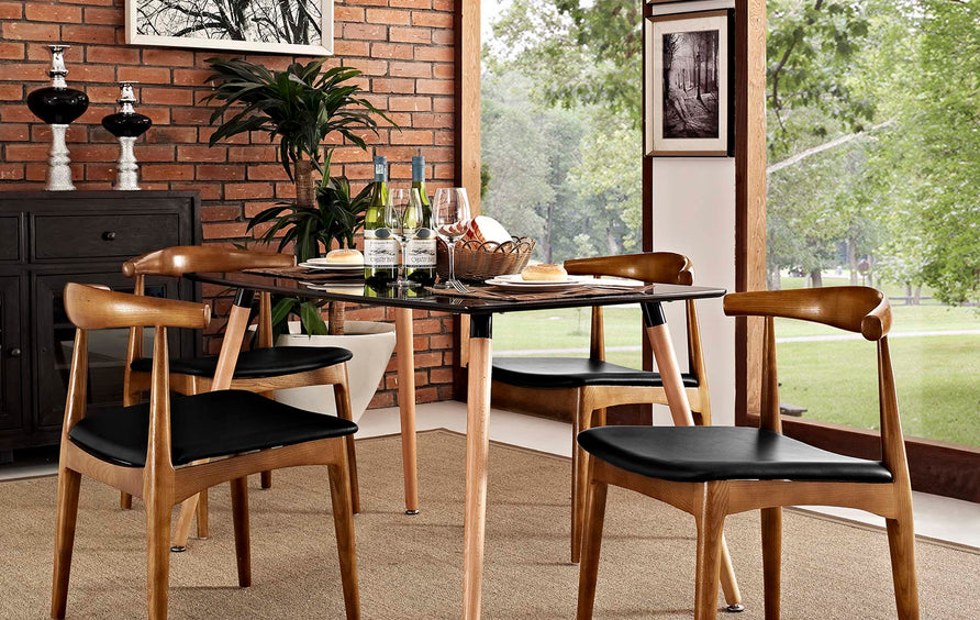 Zinnia Wood Dining Chairs Set of 4 in Black