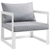 Lotus 5 Piece Outdoor Patio Sectional Sofa Set in White Gray