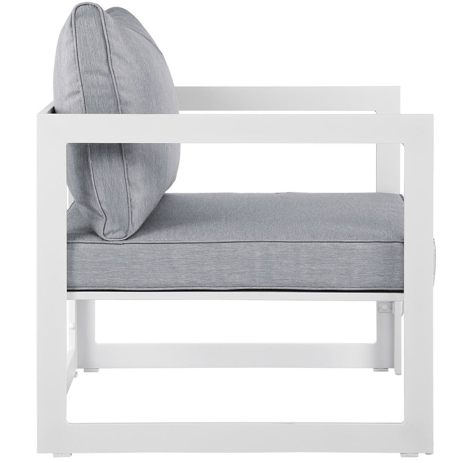 Lotus 5 Piece Outdoor Patio Sectional Sofa Set in White Gray