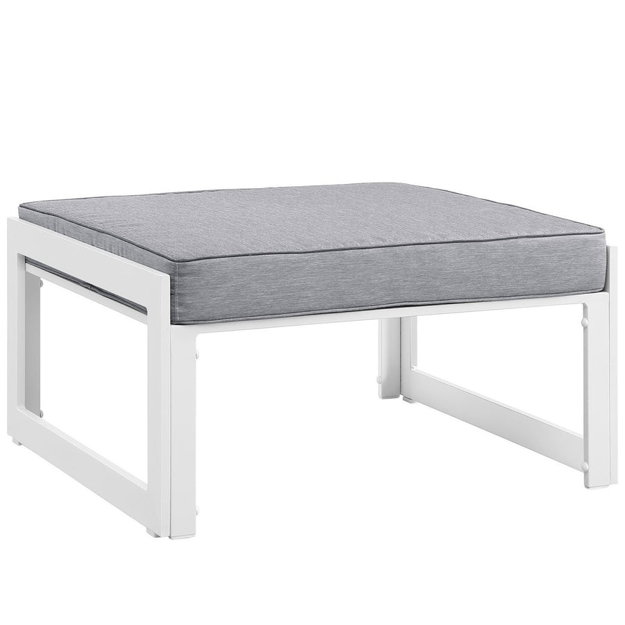 Lotus 5 Piece Outdoor Patio Sectional Sofa Set in White Gray