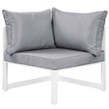 Lotus 6 Piece Outdoor Patio Sectional Sofa Set in White Gray
