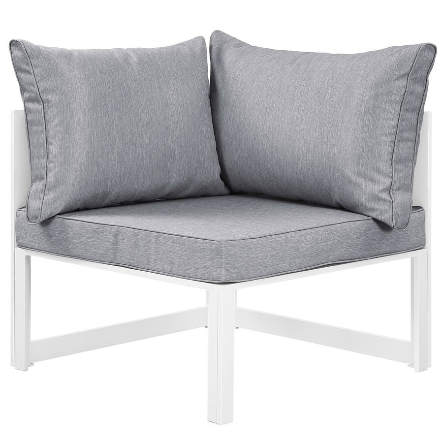 Lotus 6 Piece Outdoor Patio Sectional Sofa Set in White Gray