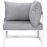 Lotus 6 Piece Outdoor Patio Sectional Sofa Set in White Gray