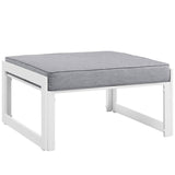 Lotus 6 Piece Outdoor Patio Sectional Sofa Set in White Gray