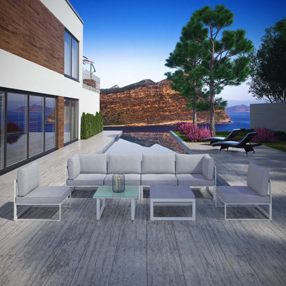 Fortuna 8 Piece Outdoor Patio Sectional Sofa Set by Furniture For America