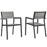 Marin Outdoor Patio Dining Armchair Set of 2 in Brown Gray