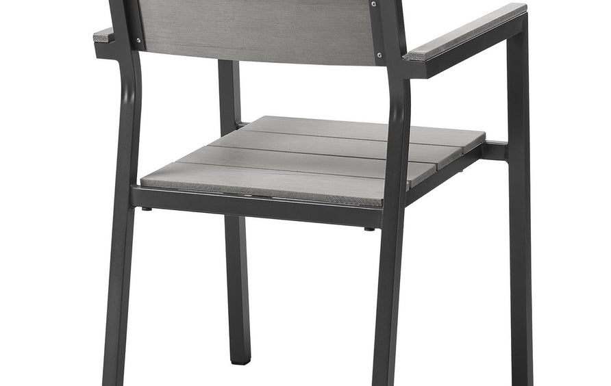 Marin Outdoor Patio Dining Armchair Set of 2 in Brown Gray
