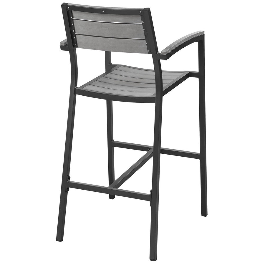 Marin Outdoor Patio Bar Stool Set of 2 in Brown Gray
