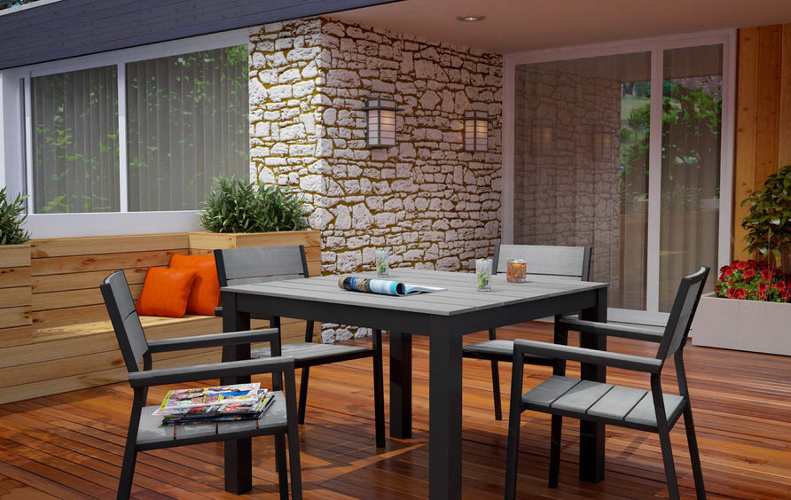 Marin 5 Piece Outdoor Patio Dining Set in Brown Gray
