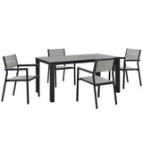Marin 5 Piece Outdoor Patio Dining Set in Brown Gray