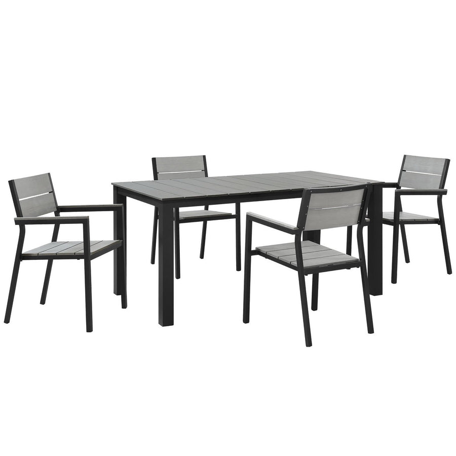 Marin 5 Piece Outdoor Patio Dining Set in Brown Gray