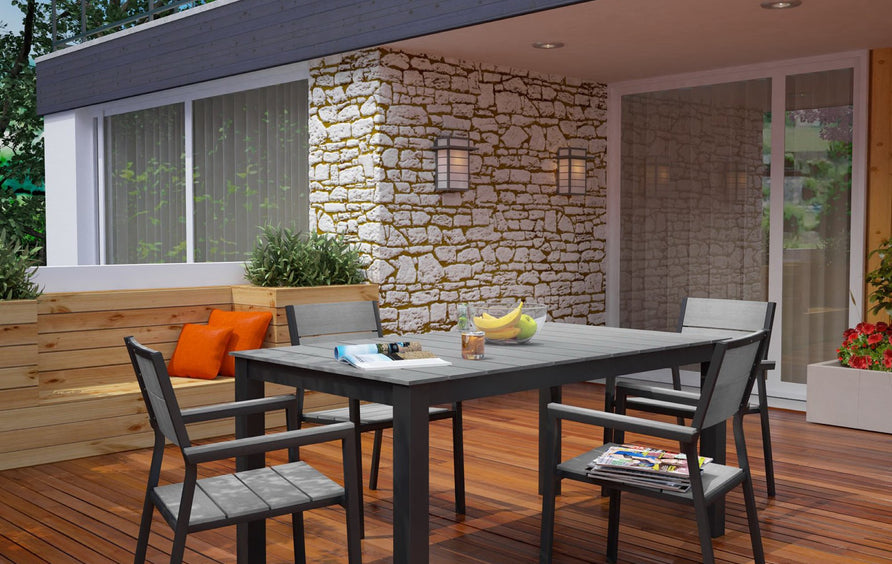 Marin 5 Piece Outdoor Patio Dining Set in Brown Gray