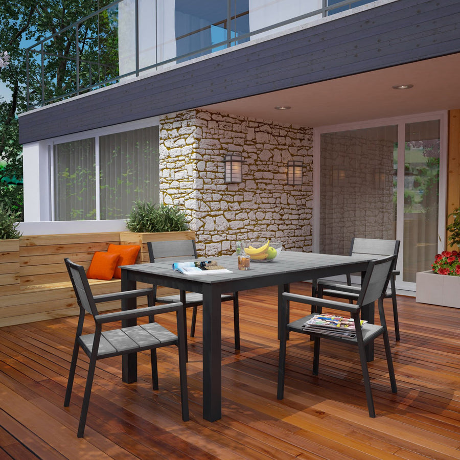 Marin 5 Piece Outdoor Patio Dining Set in Brown Gray
