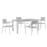 Marin 5 Piece Outdoor Patio Dining Set in White Light Gray
