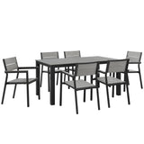 Marin 7 Piece Outdoor Patio Dining Set in Brown Gray